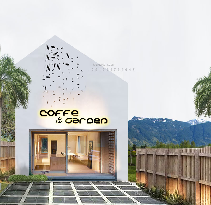 Desain Fasad Kuliner Coffe serta Garden dengan view Taman Bukit