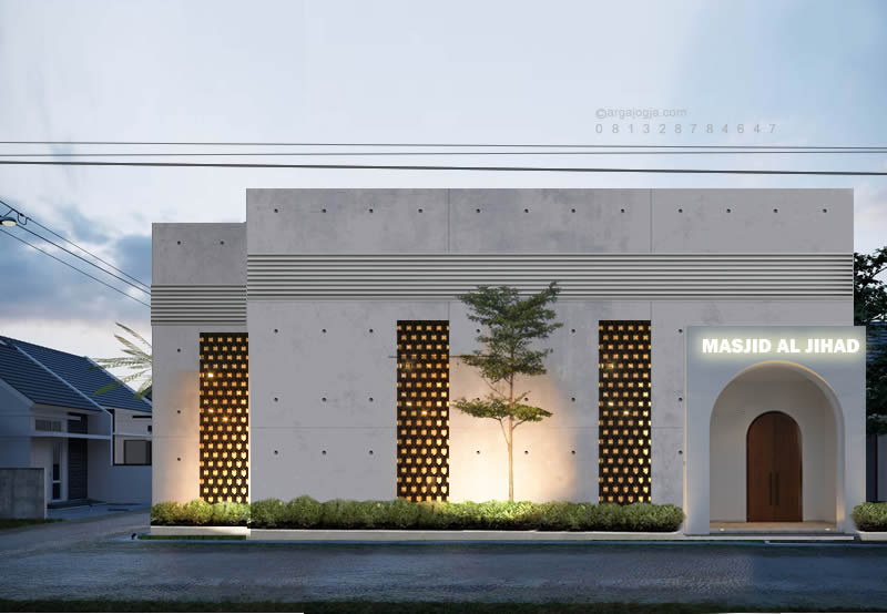 Memadukan Ketenangan dan Keanggunan: Desain Masjid Beton Kotak Roster Simpel di Lahan Pojok