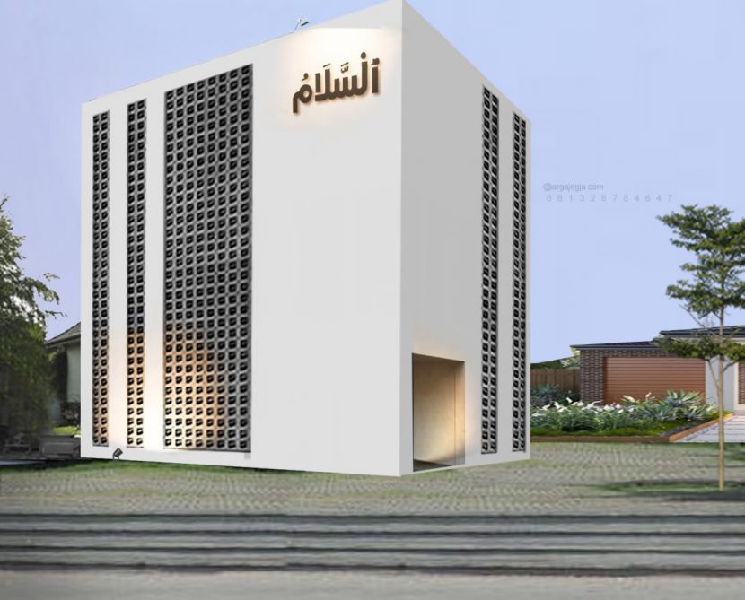 Masjid Kotak Putih Simpel Industrial