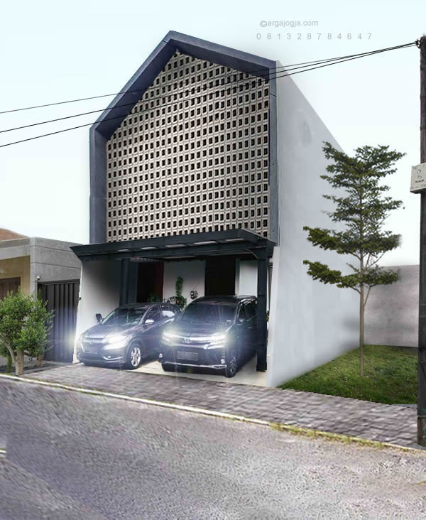 Desain Fasad Rumah Scandanavian Roster Lebar 6 m