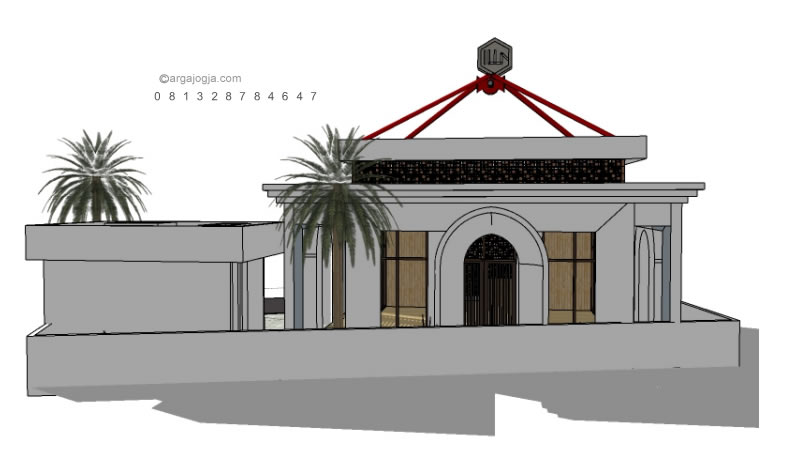 Desain Masjid Modern Minimalis dengan Fasad Roster Pada Lahan Tidak Beraturan