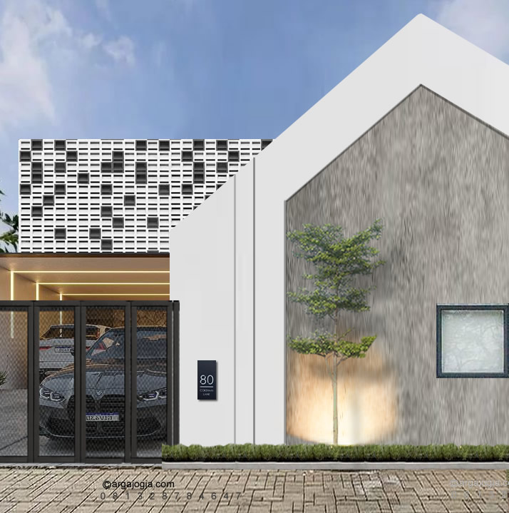 Desain Rumah Fasad Simple Industrial Modern Minimalis