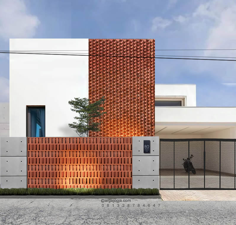 Desain Fasad Modern Minimalis dengan Sentuhan Bata Roster: Warm, Clean, dan Timeless