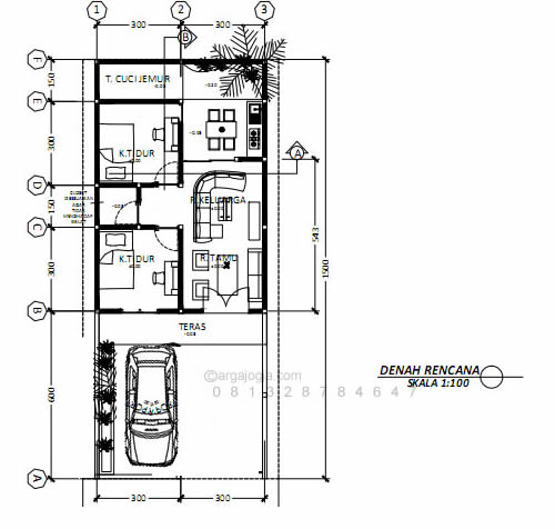 denah Rumah Lebar 6 Meter Tapi Tetap Adem dan Estetik