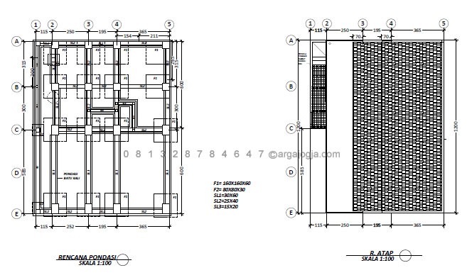 denah pondasi dan atap